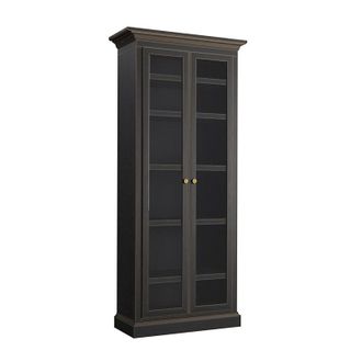 Ballard Designs Casa Florentina Josephina Bookcase with Glass Doors - Distressed Black over Gray - Ballard Designs