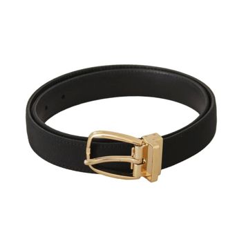 Dolce & Gabbana Belts, male, Black, Size: ONE SIZE Canvas Leather Belt with Gold Metal Buckle