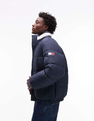 Tommy Jeans Piumino blu navy con bandiera sul colletto