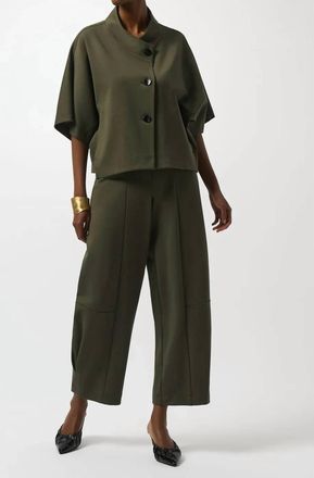 Joseph Ribkoff Heavy Knit Pull On Barrel Pants In Avocado Green