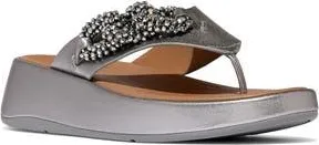 FitFlop F-Mode Beaded Chain Platform Sandal in Silvereen at Nordstrom Rack, Size 11