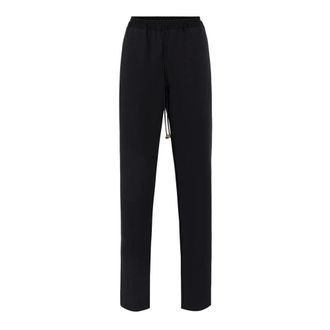 Elisabetta Franchi Slim-fit Trousers, female, Black, XL, Black Jogger Trousers with Satin Bands