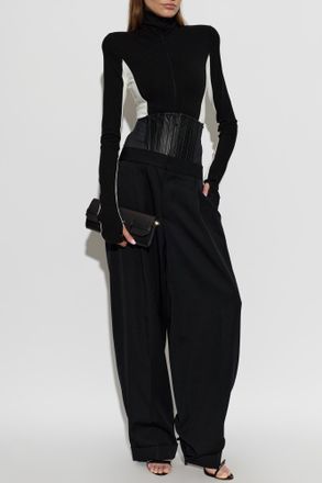 Dsquared2 Trousers With Attached Corset Belt, Womens, Black