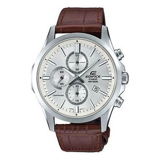 Casio Edifice Series Menses Silver/Brown Sapphire Crystal Mens White Analog EFB-660L-7AVUPR