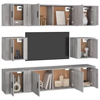 Berkfield Home Classic 8 Piece TV Cabinet Set Grey Sonoma Engineered Wood
