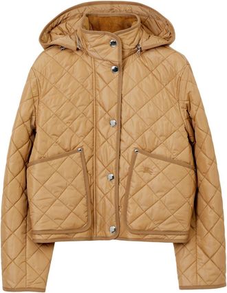 Burberry diamond-quilted hooded jacket - women - Polyamide/Polyester - L - Neutrals