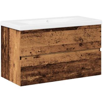 vidaXL Sink Cabinet with Built-in Basin Old Wood vidaXL