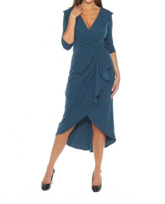 Joseph Ribkoff Womens Sleeve Ruffled High-Low Midi Dress In Twilight