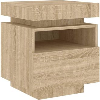 vidaXL Vidaxl - Mesita De Noche Con Luces Led Roble Sonoma 40x39x48,5 Cm