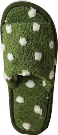 Generic Slippers Women Slip On Soft Sole Non Slip Indoor Open Toe Pattern Comfortable Slides For Home Relaxation Polka Dot Design Womens House Slippers(Green,