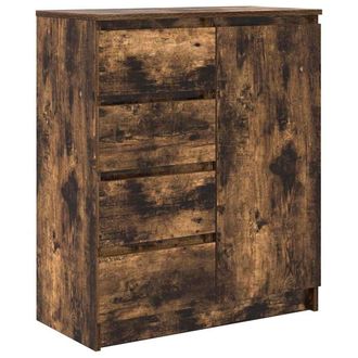 Berkfield Home Sideboard with Drawers Smoked Oak 71x35x84 cm Engineered Wood in Brown | Size: 71 x 35 x 84 cm
