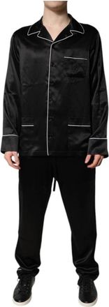 Dolce & Gabbana Zijden Pyjama Set - Heren - Pyjama - Zwart - XS - Nachtkleding