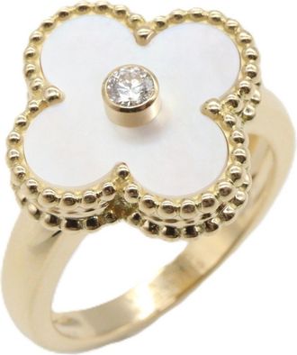 Van Cleef & Arpels Gold Clear White Yellow Gold (18K) Band Ring (Pre-Owned)