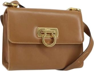 Ferragamo Pre-owned Cross Body Bags, female, Brown, Size: ONE SIZE Pre-owned Leather Cross Body Bag