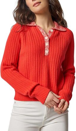 Lilla P Marled Henley Sweater