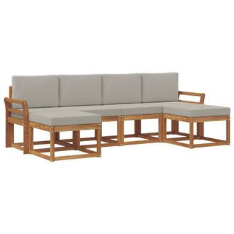 vidaXL Conjunto De Sof&aacute;s De Exterior 6 Pcs Gris Natural Y Claro Vidaxl