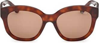 Emilio Pucci 53mm Geometric Sunglasses in Shiny Blonde Havana /Brown at Nordstrom