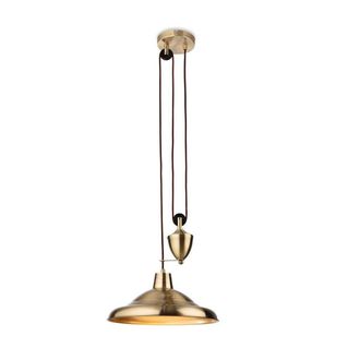 Netlighting Suffolk Rise & Fall Pendant Light Antique Brass in Gold