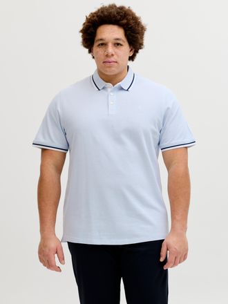 Jack & Jones Plus Size Poloshirt JJEPAULOS POLO SS NOOS PLS, Herren, Gr. 4XL, celestial blau detail:play, Piqu&eacute;, Obermaterial: 100% Baumwolle, JACK & JONES PLUSSIZE, unifarb