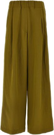 Dries Van Noten Pila Wool Blend Broek - Dames - Wijde Broeken - Groen - XS - Wol - Broeken
