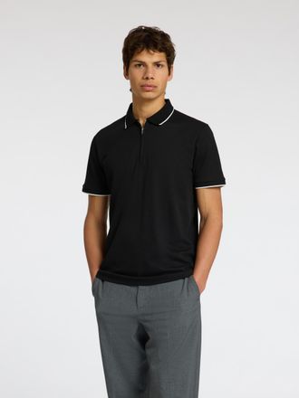 Selected Poloshirt SELECTED SLHFAVE SPORT ZIP SS POLO NOOS, Herren, Gr. S, schwarz, Jersey, Obermaterial: 60% Baumwolle, 40% Polyester, unifarben, regular fit,