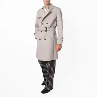 Burberry Mens Heron Cotton Blend Trench With Check Lining, Brand Size 46 ( US Size 36 )