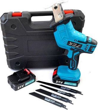 Trade Shop Trade Shop - Sega Seghetto A Gattuccio Batteria Motosega Elettrosega 4 Lame 2 Batterie 21v