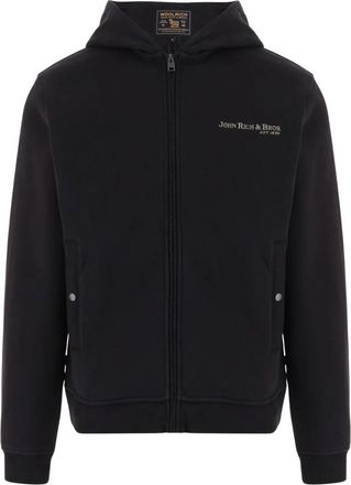 Woolrich Hoodie van katoenmix met logo - Heren - Vesten met rits - Zwart - XL - Katoen - Hoodies & sweatvesten