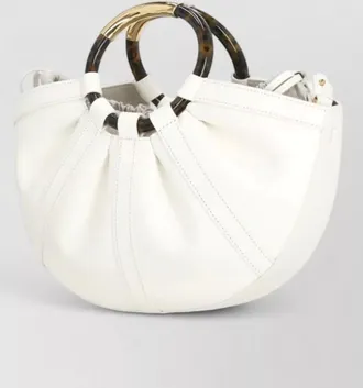 Coccinelle leather bucket bag pleated design handles