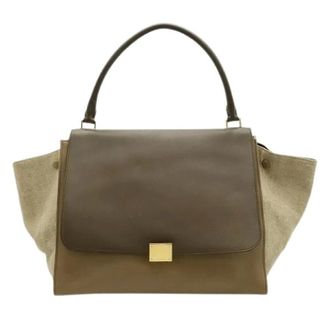 Celine Pre-owned Handbags, female, Gray, Size: ONE SIZE Pre-owned Trapeze Leather Canvas Handbag