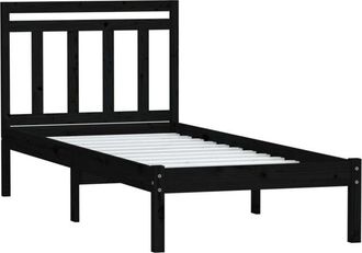 vidaXL Estructura Cama Madera Maciza Individual Negro 75x190 Cm Vidaxl