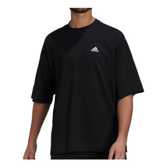 adidas Mens adidas Tee Logo Breathable Solid Color Casual Sports Short Sleeve Black T-Shirt H61130