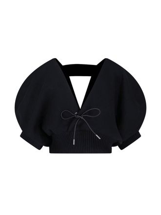 sacai Black V-Neck Cotton Blend Cardigan