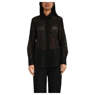 Max Mara Shirts, female, Black, Size: XS Floral Lace Shirt