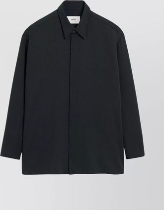 Ami wool shirt with curved hem and side slits