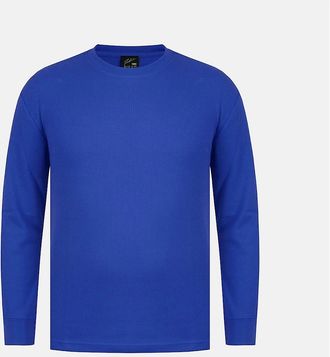 Fabric Mens Waffle Crew Neck Long Sleeve T-Shirt - Blue - Size: 42