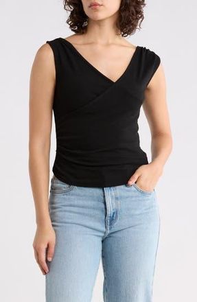 Patrizia Luca Sleeveless Faux Wrap Top in Black at Nordstrom Rack, Size X-Large