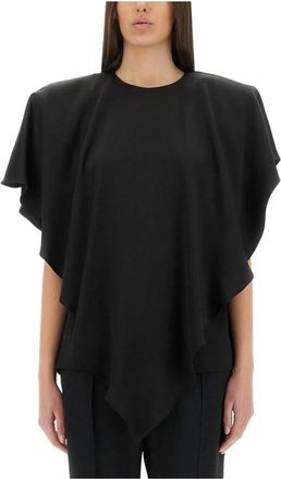 Stella McCartney Asymmetrische Cape Top - Dames - Blouses - Zwart - M - Overhemden