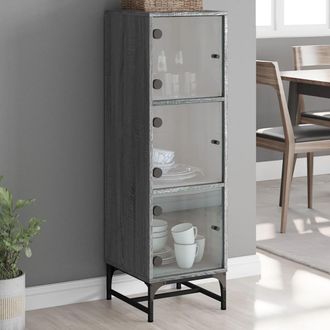 vidaXL Vidaxl - Aparador Con Puertas De Vidrio Gris Sonoma 35x37x120 Cm
