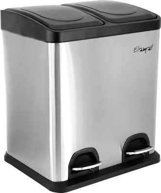 Elama 2 Section 4 Gallon Trash and Recycling Step Bin in Silver at Nordstrom