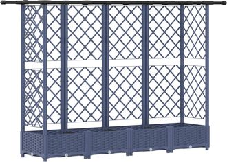 vidaXL Cama Elevada Con Trellis Y Techo Gris 202,5 X 40 X 121 Cm Pp Vidaxl