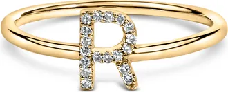 House of Brilliance 10K Gold Diamond Accent Initial A-Z Ring