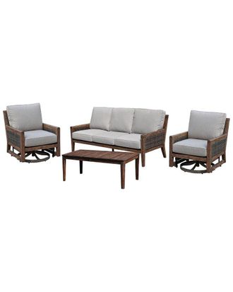 Courtyard Casual Bermuda Teak 4Pc Sofa Motion Seating Set