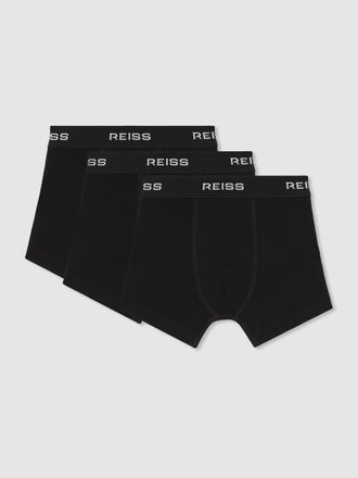 Reiss Black 9-13 yrs Stretch-cotton Logo-waistband Boxer Shorts 3 Pack, 112