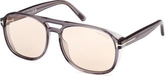 Tom Ford Rosco Zonnebril - Heren - Zonnebrillen - Grijs - 58 MM - Accessoires