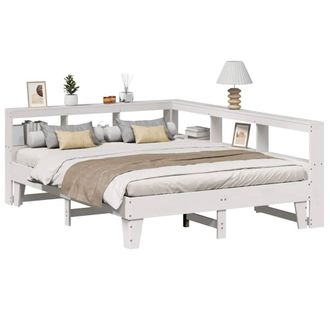 Berkfield Home Bookcase Bed without Mattress White 160x200cm Solid Wood Pine | Size: 160x200 cm