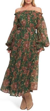 Flying Tomato Floral Off-the-Shoulder Maxi Dress in Green at Nordstrom Rack, Size Medium