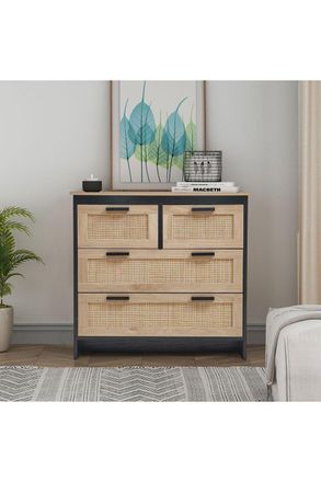 Living and Home 4-Drawers Wooden Storage Cabinet Accent Chest