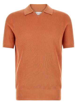 Brunello Cucinelli Orange Cotton Polo Mens Shirt