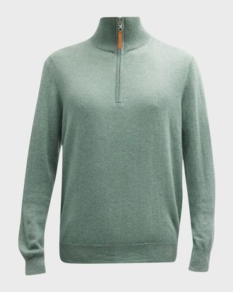Neiman Marcus Men & apos;s Wool-Cashmere 1/4-Zip Sweater
